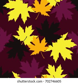 Seamless pattern with autumn maple leaves. Golden Autumn. Flat design. Textile rapport.