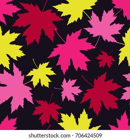 Seamless pattern with autumn maple leaves. Flat design. Textile rapport.