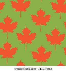 Seamless Pattern with Autumn Maple Leaves. Vector Illustration. Autumn Design Collection, Backgrounds, Wrapping Paper Design