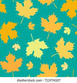 Seamless Pattern with Autumn Maple Leaves. Vector Illustration. Autumn Design Collection, Backgrounds, Wrapping Paper Design