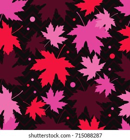 Seamless pattern with autumn maple leaves. Flat design. Textile rapport.