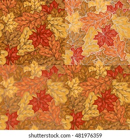 Seamless pattern with autumn maple and oak leaves. Autumn pattern.
