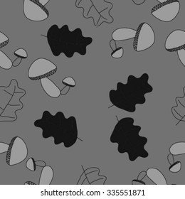 Seamless    pattern  of autumn motif, hole, leaves, spots, mushrooms . Hand drawn.