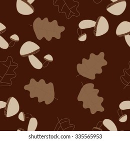 Seamless    pattern  of autumn motif, hole, leaves, spots, mushrooms . Hand drawn.