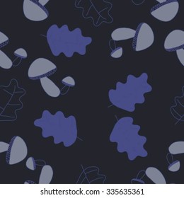 Seamless    pattern  of autumn motif, hole, leaves, spots, mushrooms . Hand drawn.