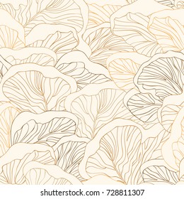 Seamless pattern with autumn mushrooms drawn by hand. Vector.