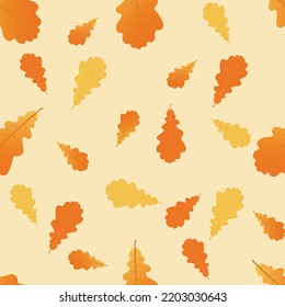 Seamless pattern with  autumn oak leaves Perfect for wallpaper, gift paper, pattern fills, web page background, autumn greeting cards.