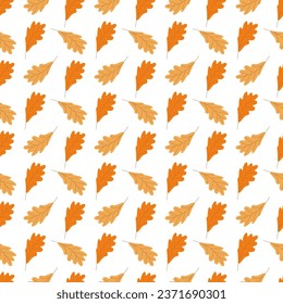 Seamless pattern of autumn oak leaves. Background for wallpaper, textile, wrapping. Vector illustration.
