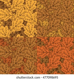 Seamless pattern with autumn oak leaves. Vector illustration.