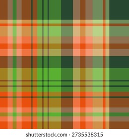 Seamless pattern in autumn orange and green colors for plaid, fabric, textile, clothes, tablecloth and other things. Vector image.