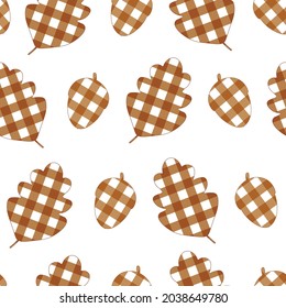 Patrón sin inconvenientes Impresión otoñal hojas de roble y bellotas ilustraciones vectoriales