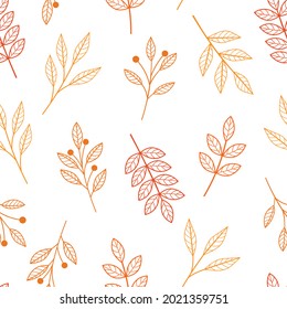 Seamless pattern autumn plants leaves vector illustration