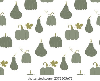 Seamless pattern with autumn pumpkin. Festive autumn banner, border, Card, invitation, menu. Autumn decorative pumpkins Harvest Repeated vector For wallpaper, wrapping paper, textile, scrapbooking.