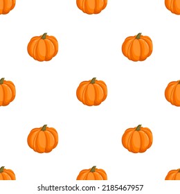 Nahtloses Muster mit Herbstkürbis. Ernte im Oktober. Thanksgiving und Halloween. Vektorgrafik für Stoffe, Texturen, Wallpaper, Poster, Karten. Bearbeitbare Elemente.