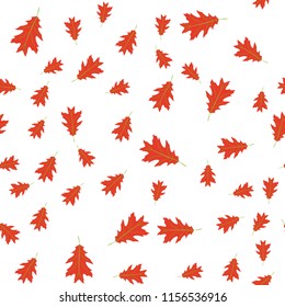 Seamless pattern of autumn red leaves randomly