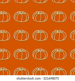 Seamless pattern of autumn ripe pumpkins. Harvest of pumpkins.
