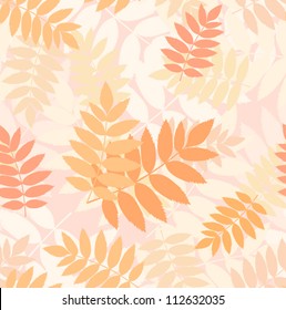 Seamless pattern with autumn rowan leaves. Vector illustration.