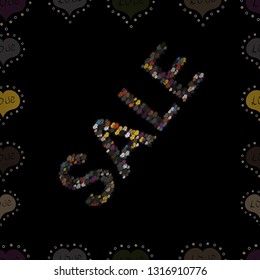 Seamless pattern. Autumn sale banner design, special offer for online shopping. Illustration in purple, gray and black colors. Vector. Lettering.