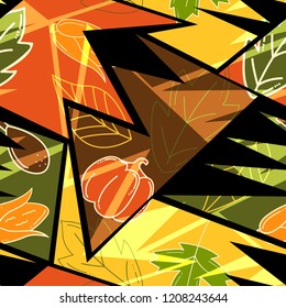 Seamless pattern autumn season. Beautiful background for Thanksgiving. Vector illustration.