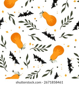 Seamless pattern for autumn season with pumpkin. background for fabric, wrapping paper, textile, wallpaper and apparel. Vector Illustration