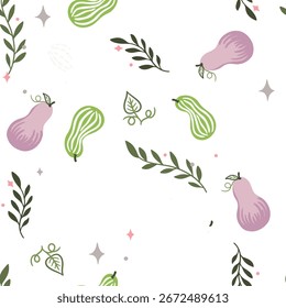 Patrón sin fisuras para la temporada de otoño con calabaza. fondo para tela, papel de embalaje, textil, Fondo de pantalla y ropa. Ilustración vectorial