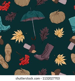 seamless pattern with autumn stuff