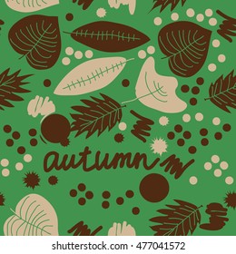Seamless   pattern with  autumn theme. Hand drawn.