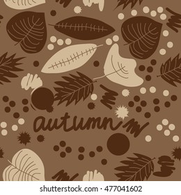Seamless   pattern with  autumn theme. Hand drawn.