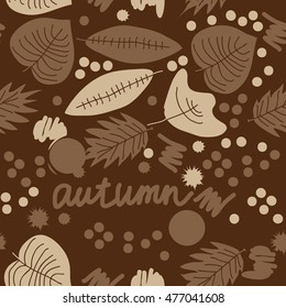 Seamless   pattern with  autumn theme. Hand drawn.