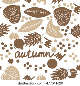 Seamless   pattern with  autumn theme. Hand drawn.