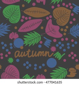 Seamless   pattern with  autumn theme. Hand drawn.