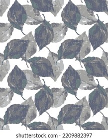 Seamless pattern of autumn tree leaves .Watercolor illustration on white and blue background.Seamless pattern with forest leafs.
