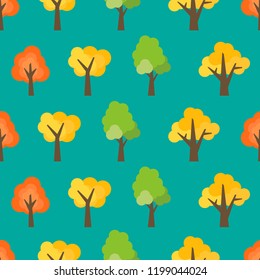 Seamless pattern from autumn trees. Autumn forest background. Vector illustration