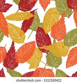 Seamless pattern of autumn trees leaves