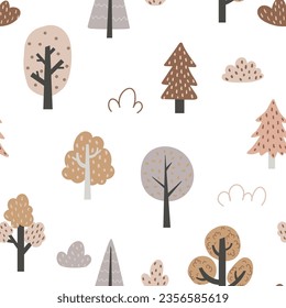 
Seamless pattern with autumn trees on a white background for children's textiles, scrapbooking paper, postcards.