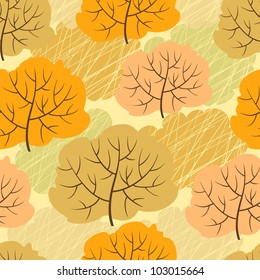 Seamless pattern with autumn trees. Vector illustration.