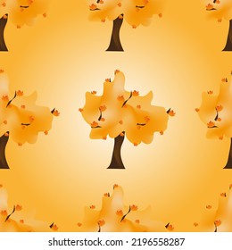 Patrón sin foco con árboles de otoño con hojas amarillas. Estilo impreso para papel pintado con árboles de otoño. Es hora de ir a la escuela. 