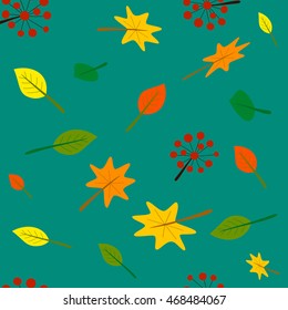 Seamless pattern with autumn variegated leaves. Vector. EPS 10.