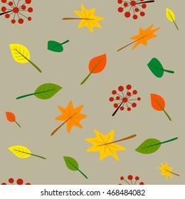 Seamless pattern with autumn variegated leaves. Vector. EPS 10.