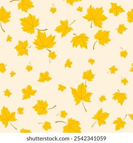 Nahtloses Muster Herbst mit gelber Farbe Ahornblätter. Tapete, Geschenkpapier, Textilien, Hintergrund abstrakt