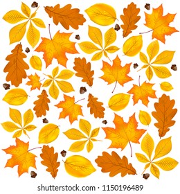 Seamless pattern, autumn, yellow and golden leaves, eps 10