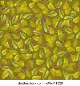 Seamless pattern of autumn yellow leaves / Non-direction organic pattern for texturing
