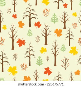 Seamless pattern with autumnal forest.Vector illustration.