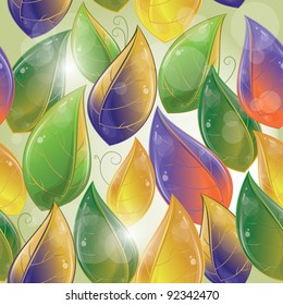 Seamless pattern - Autumnal leaves, vector illustration, eps-10