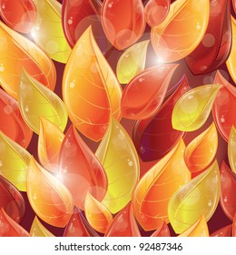 Seamless pattern - Autumnal leaves, vector illustration, eps-10