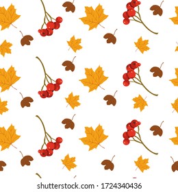 Seamless Pattern With AutumnElements Illustrations. Good for tetxtile, wrapping paper, notebook, coverbook, pillow, fabric, and etc