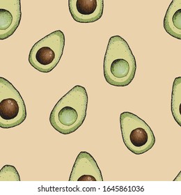 Seamless pattern with avocado. Eps 10 illustration. Best for wallpaper, fabric, bedding textile, wrapping paper, eco design, healthy food