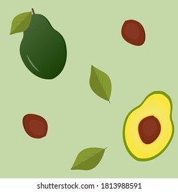 Seamless pattern with avocado. Exotic food