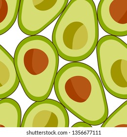 Seamless pattern avocado fruit on a white background.