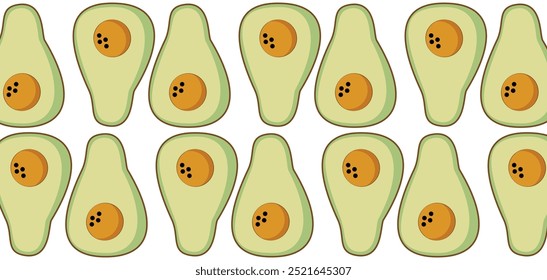 Seamless pattern avocado fruit on a white background.